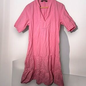 Zara bubblegum pink linen blend  summer dress L